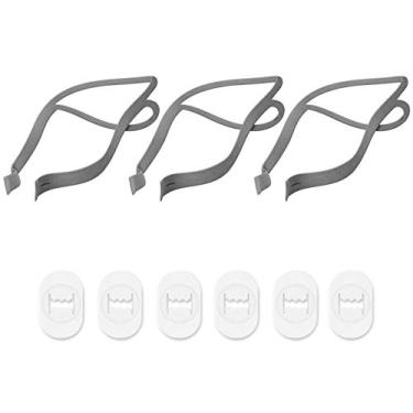 Imagem de Pacote com 3 protetores de cabeça CPAP compatíveis com ResMed Airfit P10 almofadas nasais CPAP máscaras com 3 tiras super elásticas e 6 clipes de ajuste (cinza)