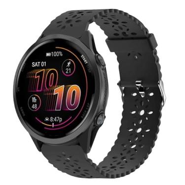 Imagem de Compatível com pulseiras Garmin Forerunner 570, 20 mm, 22 mm, pulseira de silicone de liberação rápida, fina, oca, compatível com Garmin Forerunner 570 de 42 mm, 47 mm, Forerunner 55, 165, 245, 255