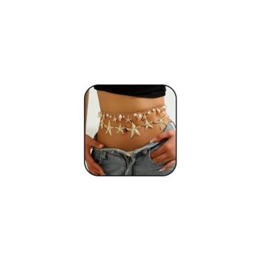 Imagem de Corrente de cintura de estrela do mar para mulheres, corrente de estrela do mar, ajustável, corrente de barriga de estrela-do-mar, sexy, roupa de biquíni, roupa de verão, joias de praia, medidum, liga