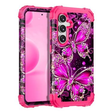 Imagem de Casetego Capa para Galaxy S24 FE 5G, brilham no escuro, três camadas, resistente, à prova de choque, proteção total, policarbonato rígido + capa amortecedora de TPU macio para Samsung Galaxy S24 FE de