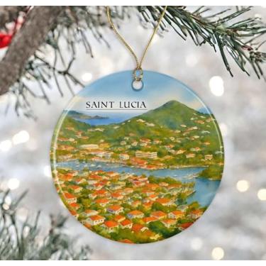 Imagem de Enfeite de aquarela de Santa Lúcia - Lembrança de Natal de cerâmica - Aniversário de lua de mel - Lembrança de viagem - Presente de inauguração de casa - Presente para amante de Santa Lúcia impresso