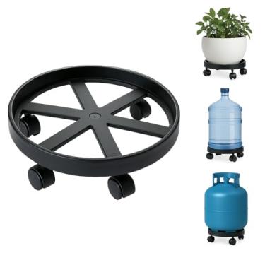 Imagem de Suportes Multiuso com Rodinhas 360° – Para Botijão, Plantas e Galão | Suporta até 55kg (2, Preto)