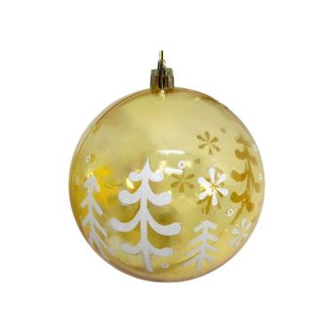 Imagem de Bola de Natal Decorada Print Mix Dourada Translúcida Luxo 10cm - Magizi