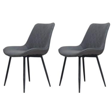Imagem de Kit Com 2 Cadeiras Haifa Assento Em Mdf, Base Em Aço Fratini Grafite