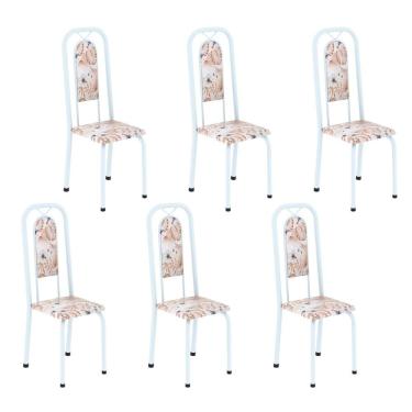 Imagem de Cadeiras para Sala de Jantar 6 Unidades Lara Botanic Bege / Branco