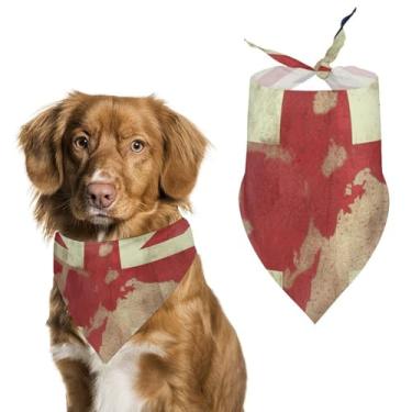 Imagem de Cachecol vintage Union Jack bandeira britânica impressa para animal de estimação cachecol triângulo de poliéster - tamanho único (70 x 30 cm)
