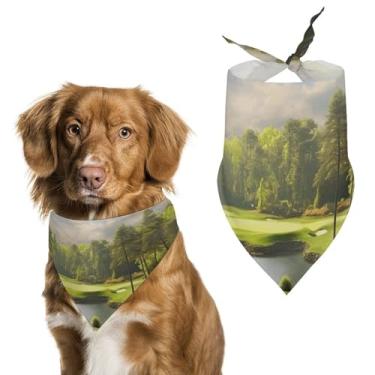 Imagem de Cachecol triângulo de poliéster estampado para quadra de golfe - Tamanho único (70 x 30 cm)