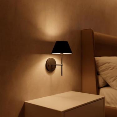 Imagem de Kit 2 Arandelas de Parede Sem Interruptor Com Cupula Algodão Ref 16 + Lampada Branco Quente (Preto Cupula Preto)