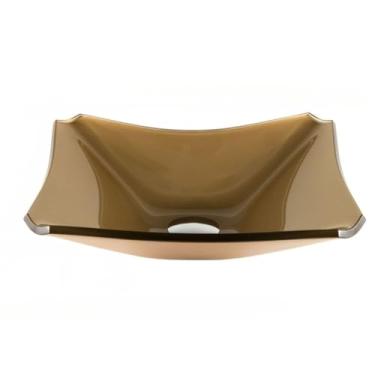 Imagem de CUBA DE VIDRO RETANGULAR MODELO RETRO 38CM PARA BANHEIROS E LAVABOS MODELO DE APOIO 8MM (BRONZE)