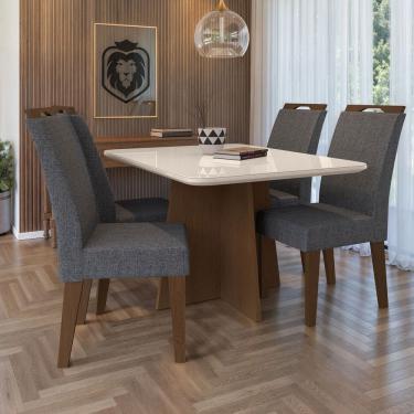 Imagem de Mesa de Jantar 4 Lugares Evora com Vidro Freijo/Cinza - Art Panta