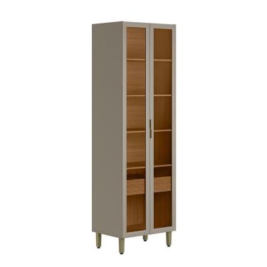 Imagem de Cristaleira Allure 2 Portas 1 Gaveta Gris e Jequitibá