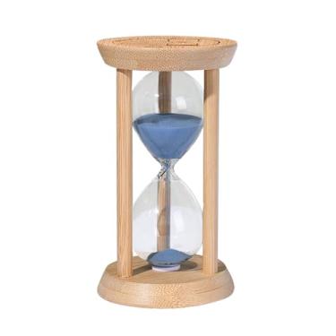 Imagem de Ampulheta grande de 60 minutos, temporizador de areia de bambu, reloj de Arena 60 minutos - Sandglass decorativo para hora do chá, sala de aula, escritório, culinária, azul