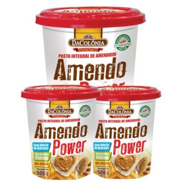 Imagem de Kit com 3 Unidades DaColônia AmendoPower Pasta de Amendoim Integral Natural