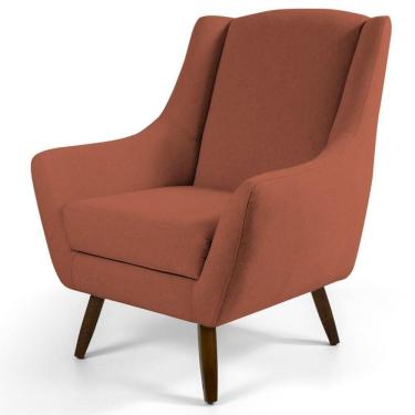 Imagem de Poltrona Decorativa Pés Palito Madeira Juliet Veludo C-262 Telha - Domi