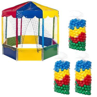 Imagem de Kit Infantil Piscina De Bolinhas 2,00m Oitavada Octogonal + 1500 Unidades Bolinhas Coloridas