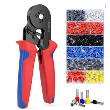 Imagem de Kit Profissional Alicate Crimpar Prensa Terminais 1200 Ilhós