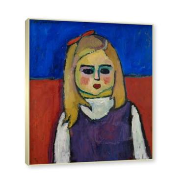 Imagem de Moldura de champanhe. Impressões de arte Alexej von Jawlensky - Pintura de retrato - (Crianças 2) - Pôster de decoração de parede vintage. 40 x 48 cm - 15,7 x 18,9 pol