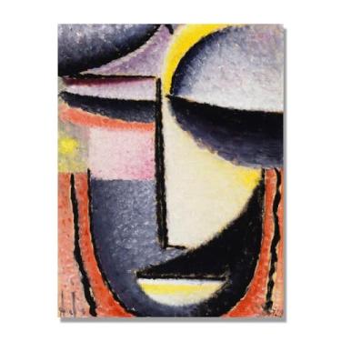 Imagem de NHLDZYH Alexej von Jawlensky Impressões artísticas - Pintura de retrato - (cabeça abstrata 15) - Pôster de decoração de parede vintage. Tela de 50 x 65 cm - 19,7 x 25,6 pol