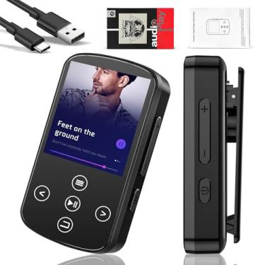 Imagem de MP3 Player MP4 Player Bluetooth Música Digital Portátil Bluetooth FM Som sem Perdas HiFi Suporte TF Card de Até 128 GB Preto(Função de clipe traseiro) GN-641