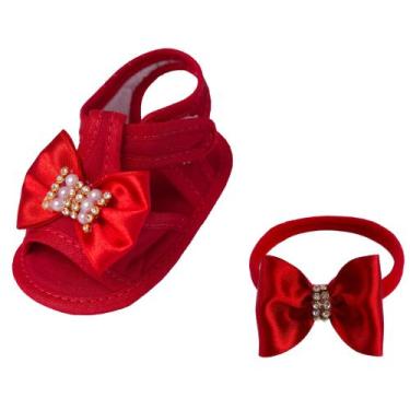 Imagem de Sapatinho Bebê Menina Sandália E Faixa de Cetim Ref.192 - Galera do Pe