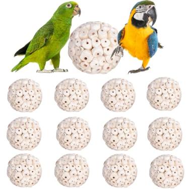 Imagem de 12 bolas de sola de brinquedo para mastigar papagaio de pássaro, brinquedo macio para triturar e forragear, bolas de pé de pássaro para calopsita conure, periquito, periquito, coelho