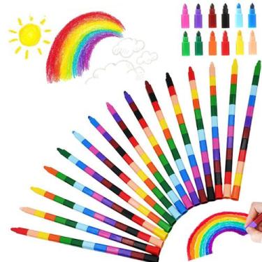 Imagem de Lápis de cor empilháveis Dotbengc 30 peças Rainbow 12 cores para crian