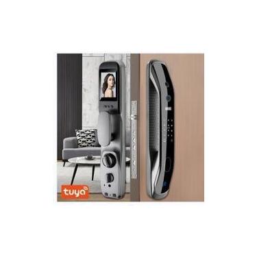 Imagem de Fechadura Digital Elétrica Câmera Olho De Gato Biométrica Wi-fi Senha 
