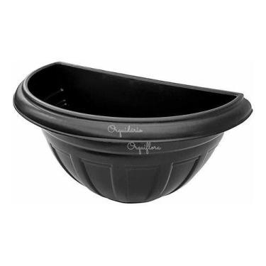 Imagem de Kit 3 Vasos Pretos De Parede Meia Lua Jardim Vertical - Orquiflora