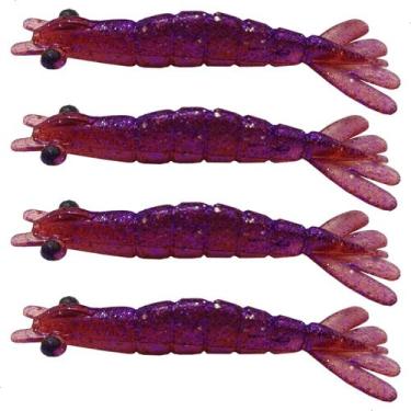 Imagem de kit 4 Iscas Camarão Artificial 8cm - Pesca Robalo Tucunare Corvina  - 