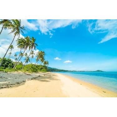 Imagem de Quadro Decorativo com Estampa Beautiful Tropical Beach Andsea Coconut 40 x 40 Papel 3 unidades