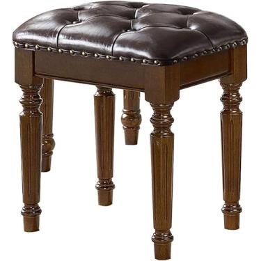 Imagem de Quarto Vestir Vaidade Beh Cadeira De Maquiagem De Madeira Maciça Quarto Cama Fim Sala De Estar, Brown, 40x30x45cm