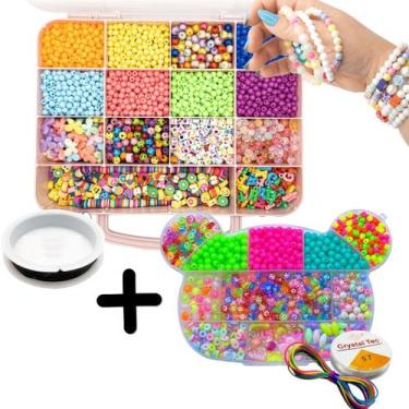 Imagem de 2 Kit Miçanga Infantil Maleta e Ursinho Bijuteria Completo + Silicones