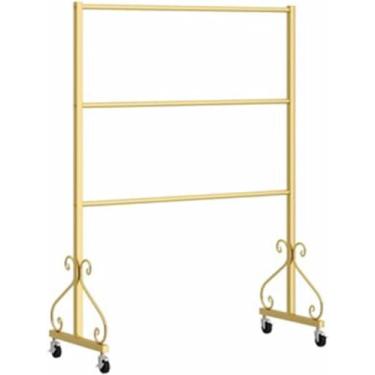 Imagem de Cabide De Roupas De Metal Underwear Display Rack Com Rodas, Moderno Criativo 3 Camadas De Chão Em Pé Bra Shorts Organizer, Boutique Socks Pijamas Show Rack, Gold, 80 * 40 * 130cm