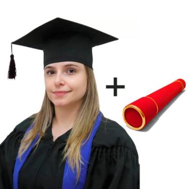 Imagem de Kit 10 Capelo para Formatura Adulto +10 Canudo - Levitali, Capelo pret