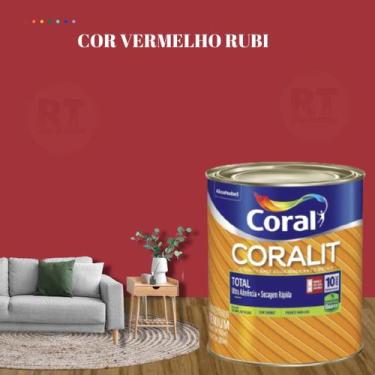 Imagem de Esmalte Sintético Base Água Coral Coralit 800ml Tinta Cor Vermelho Ace
