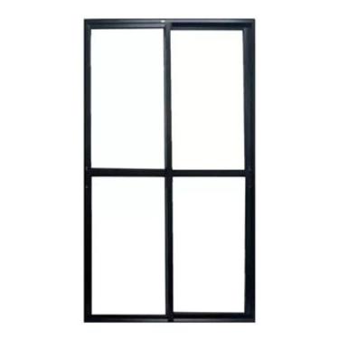 Imagem de Porta Sacada 2 Folhas Aluminio Preto C/Trinco 2.10x1.20
