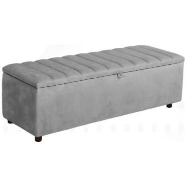 Imagem de Baú Recamier Paris Veludo Cinza 160 cm - TNA Decor