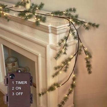 Imagem de Guirlanda de Natal Hairui Lighted Pine 1,8 m com 48 luzes