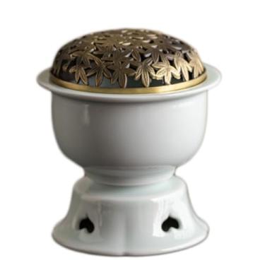 Imagem de Queimador de incenso da bobina Porta de queimador de incenso de cone de cerâmica com algodão à prova de fogo Ideal para aromaterapia, ioga e spa, decoração da igreja doméstica,B