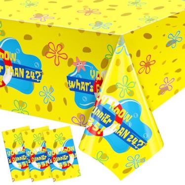 Imagem de 3 peças toalhas de mesa descartáveis de plástico com esponja amarela, toalha de mesa colorida para decoração de festa de feliz aniversário de 25 anos, artigos de chá de bebê