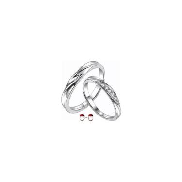 Imagem de Anéis de casal em prata esterlina 925, tamanho ajustável - Lightbek Of