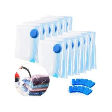 Imagem de Pacote de sacos a vácuo com 12 roupas comprimidas, economize espaço 70