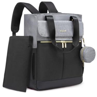 Imagem de Mochila para fraldas LOVEVOOK Sacola para fraldas preto-cinza