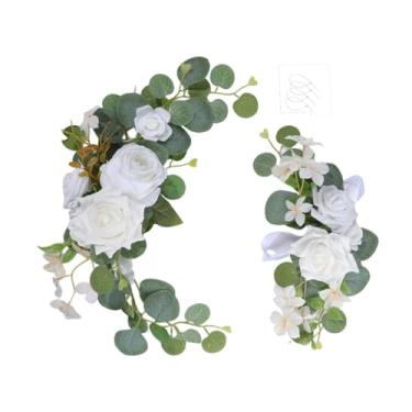 Imagem de XLWLLNJ Arco de casamento com flores, guirlanda floral, flor falsa, decoração moderna para cenário, guirlanda de flores para casamento, placa de boas-vindas,