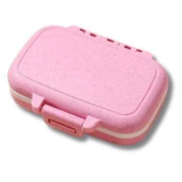 Imagem de Porta Comprimidos de Viagem, 8 Compartimentos, Organizador de Remédios Compacto (ROSA)