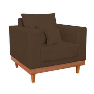 Imagem de Poltrona Living Resistente Suede Base Madeira com Almofadas