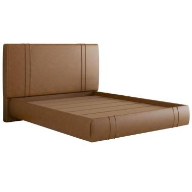 Imagem de Cama Queen Flutuante Com Cabeceira 160cm Astra S04 Couríssimo Caramelo - Lyam Decor