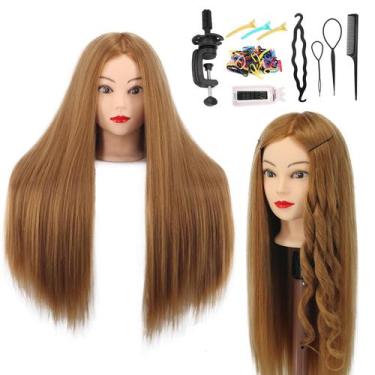 Imagem de Mannequin Head Amyqueen Human Hair 26-28" com braçadeira e ferramentas