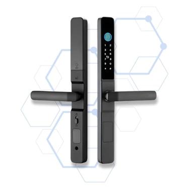 Imagem de ProlockBR® Fechadura Digital Eletrônica Inteligente H3 IP65 | Wi-Fi 2.4G, Biometria, Senha, Cartão, App Tuya Smart e Chave Mecânica – Super Slim, Black Piano, Portas de Alumínio, Vidro e Madeira