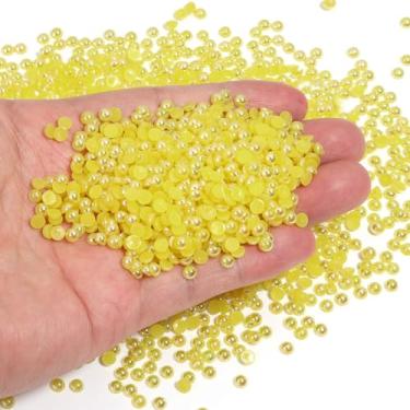 Imagem de Chuyau 5000 peças de pérolas planas AB amarelas de 4 mm para artesanato de joias e meias pérolas redondas para fazer scrapbook faça você mesmo, sapatos, roupas, copo, unhas, decoração de arte de